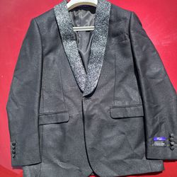 Retro Paris Black & Silver Sparkling Suit/Prom Jacket Men Size 38R/32R