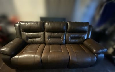 brown recliner leather couch 