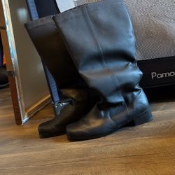 Black Faux Leather Boots