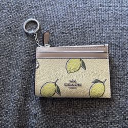 Coach Mini Skinny ID Case Lemon Print 