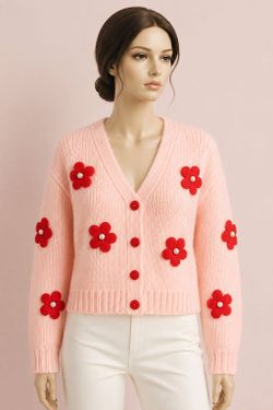 3D floral sweater
