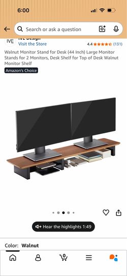 IVE Design Walnut Monitor Stand – Brand New – Solid Wood Desk Riser