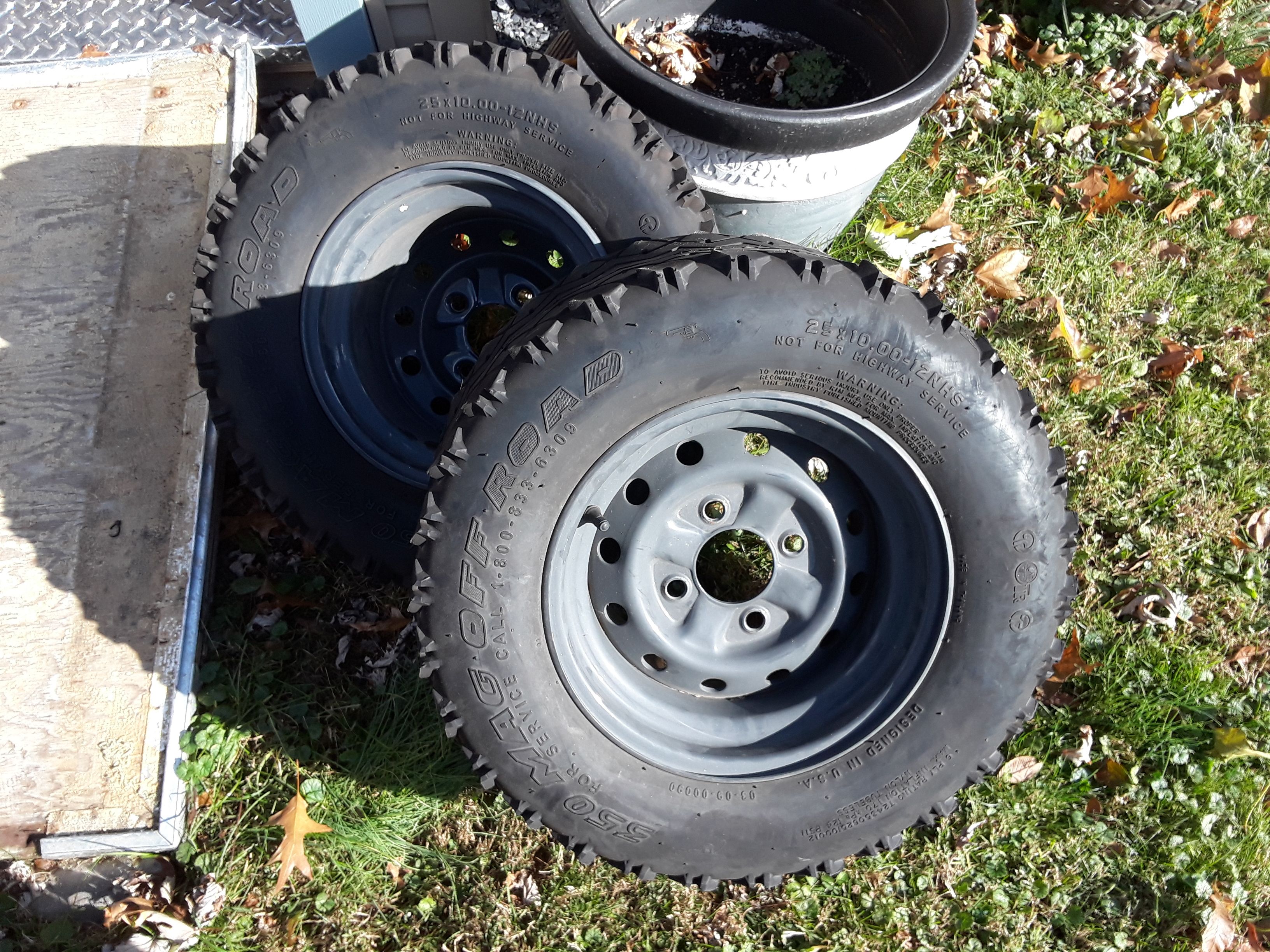 Two(2)25 x 10.00-12 nhs tires / wheels artvtv 4 wheelers Kubota