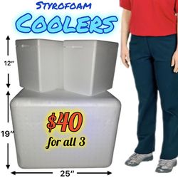 Styrofoam Coolers XL plus 2 Small