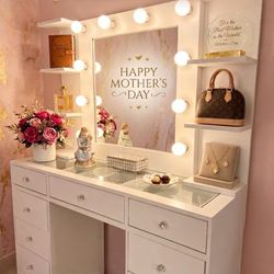 Vanity with 2 Small Shelves 