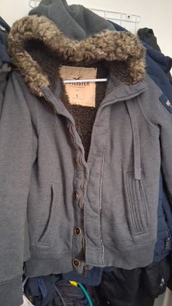 Hollister Gray Sherpa-Lined Zip Jacket Size S