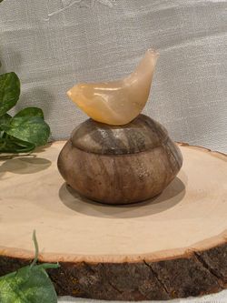 VINTAGE SELENITE STONE TRINKET BOX