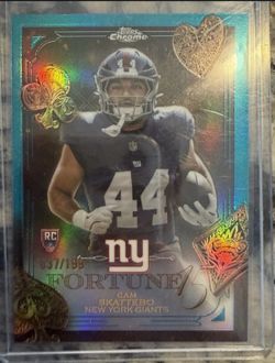 2025 Topps Chrome Football Cam Skattebo Fortune 15 Aqua Refractor Rookie RC /199