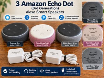 3 Amazon Echo Dot 3rd Gen Alexa Smart Speakers – Tested & Factory Reset – $50
