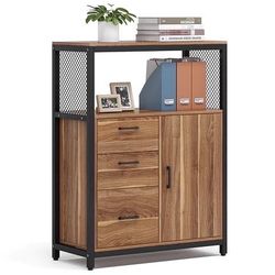 New 3 Drawers Lateral Filing Cabinet with Open Shelves