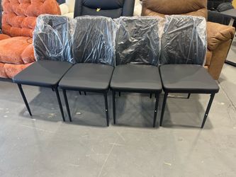 Set 4 Dining Chair PU Leather Living Room Chair Modern Kitchen Armless Side Chair with Metal Legs