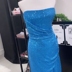 Baby Blue Sequins Dress 