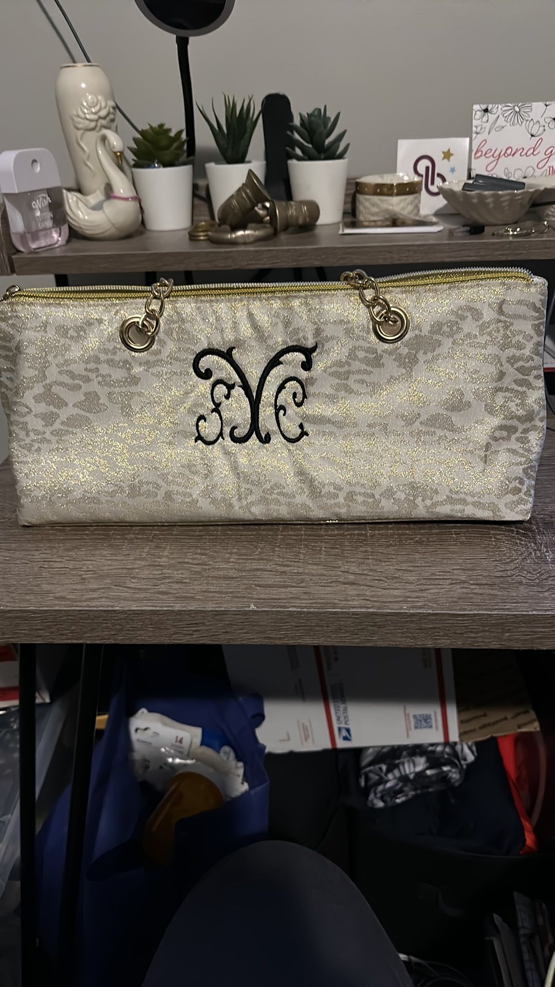 Insulated Bag, Cream, And Gold With