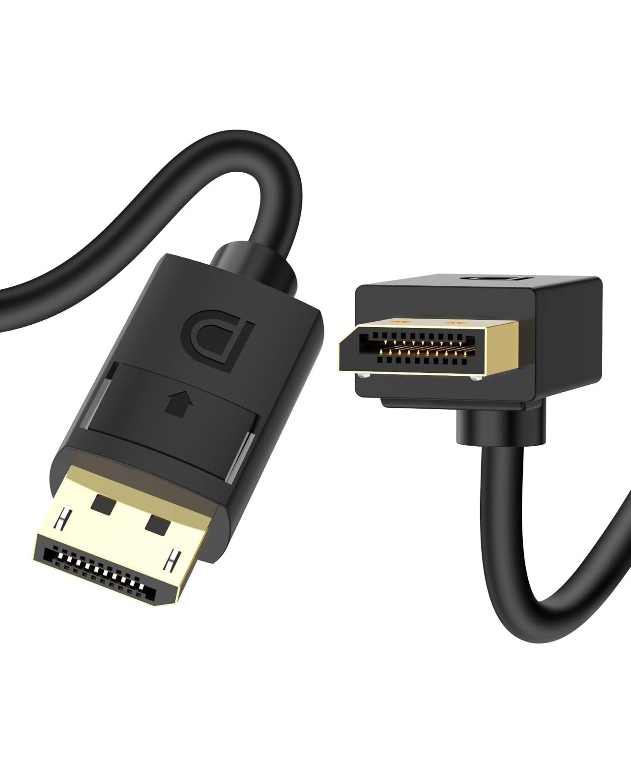 J&D Angled Displayport 1.4 Cable, 90-Degree Upward Right Angle Displayport Cable V1.4 Support up to 8K/60Hz, 4K/144Hz for Gaming Monitor Graphics Card
