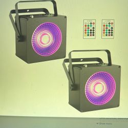 NEW Rechargeable Battery Powered Party Lights. 30W RGB COB LED Wash Light 2 Pack with Remote DMX Control Sound Activated for DJ Events. 