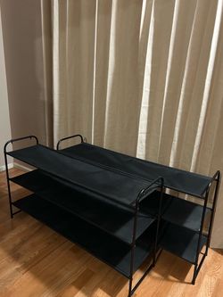 Black 3-Tier Shoe Rack Set of 2