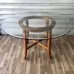 Crate & Barrel Halo Glass Top and Walnut Wood Dining Table ⚡️