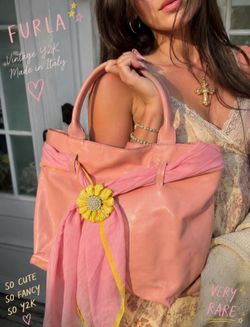 Vintage Furla Blush Pink Leather Tote Bag