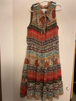 Criss cross women’s fall colored sleeveless, bohemian-inspired drop-waist dress 👗  🎃🍁🍂 size large