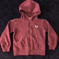 True Religion Toddler Zip Up Sweater Hoodie Size 3T Burgundy The Buddha Brand