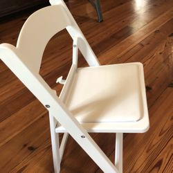 Flash Furniture HERCULES Kids White Resin Folding Chair with White Vinyl Padded Seat 