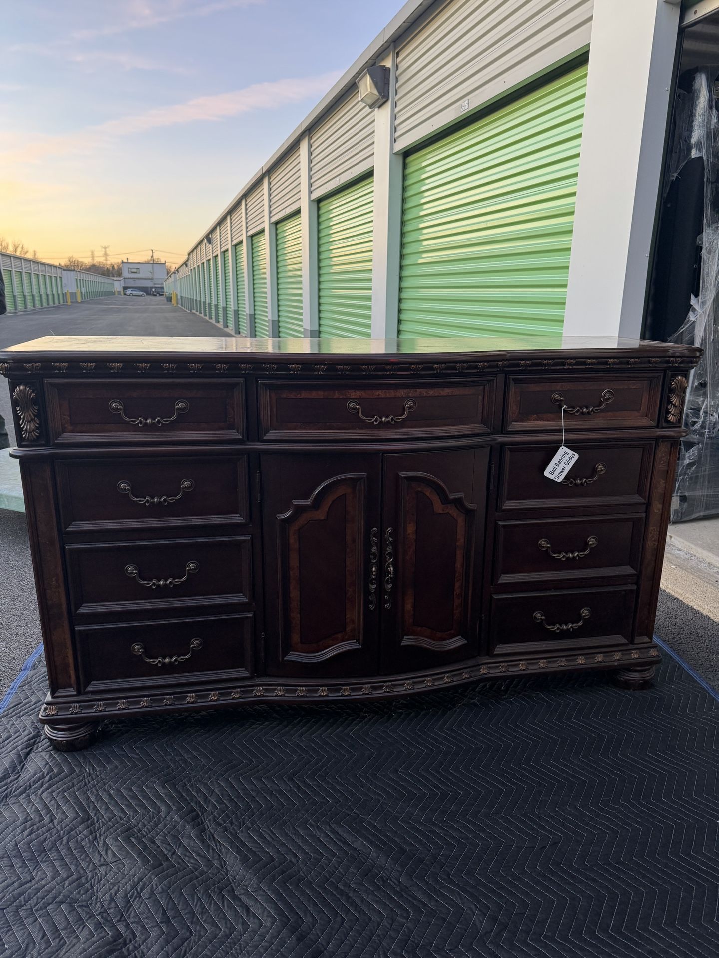 Vintage Dark Brown Dresser And Mirror