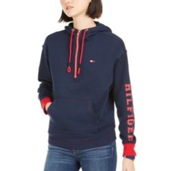 TOMMY HILFIGER Sport Navy Blue Women's Vented Half Zip Hoodie Sweatshirt