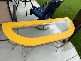 Beautiful Glass Top Yellow Console Table