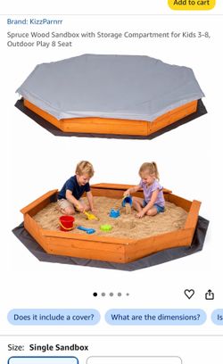 Kids sandbox with cover and storage compartment