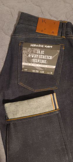 HIROSHI KATO NEW JEANS FOR MEN SIZE 34 SELVEDGE SLIM REGULAR