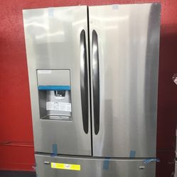 New Scratch And Dent Frigidaire 27 Cu Ft Stainless Steel French Door Fridge. 1 year Warranty 