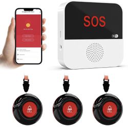 WiFi Caregiver Pager System Life Alert Systems for Seniors No Monthly Fee Call Bell for Patients at Home Fall Alert Devices for Elderly 3 SOS Call But