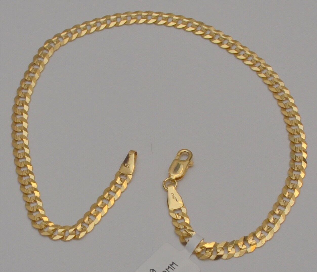 Gold chain 10k solid yellow cuban curb link anklet bracelet 10 in 4.2 mm 4.7 gr