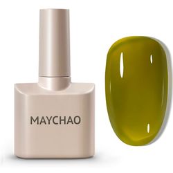 MAYCHAO 15ML Gel Nail Polish 1Pc Jelly Green Gel Polish Soak off Translucent Green Nail Polish Nail Art Manicure Salon DIY at Home, 0.5 OZ