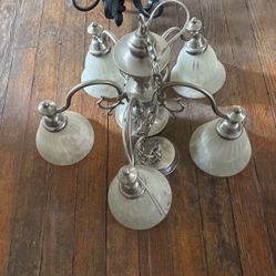 Medium Size Chandelier Used Silver Color Brushed Nickel 