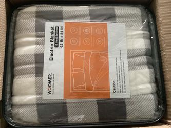 Woomer Heated Blanket Twin Size Electric Blanket 62"X 84" Faux Fur Grey White