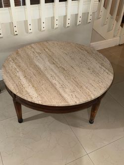 Walker Zanger W.Z travertine marble table vintage table