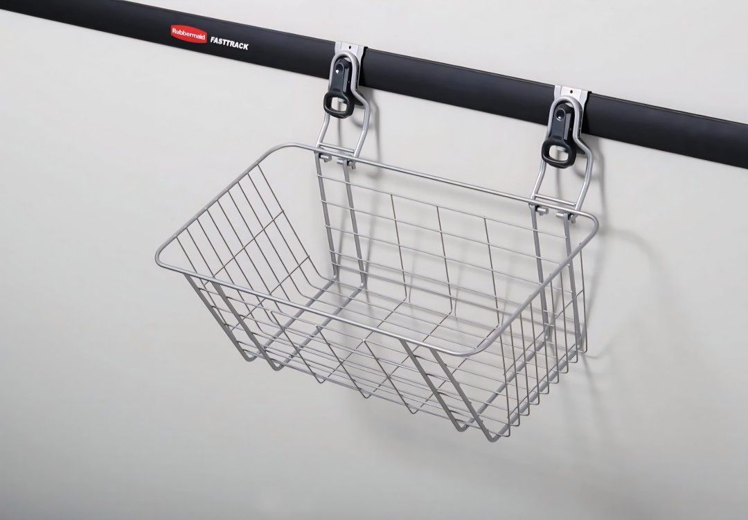 Fast Track Garage Storage System And Baskets