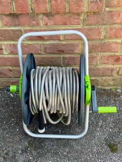 Yestar Garden Water Hose Storage Reel & 75’ Metal, No-Kink Hose