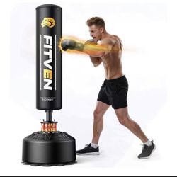 FITVEN Freestanding Punching Bag with Boxing Gloves Heavy Boxing Bag with Suction Cup Base - Men Stand Kickboxing Bag