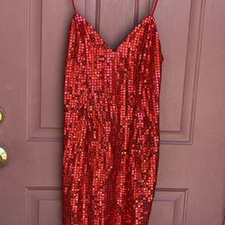 Pre-owned Sexy Red Sequin Fredericks Of Hollywood Dress- Size 7/8