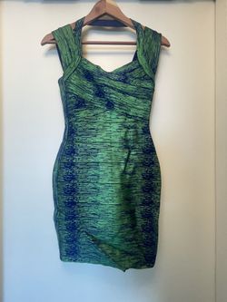 Herve Ledger Green Blue Dress Medium 