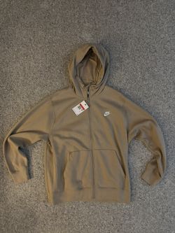 Nike Beige Zip Up Hoodie - Size Large