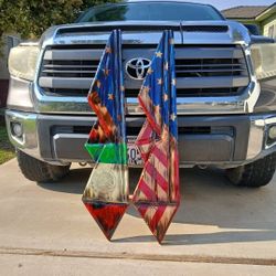 Draped Wood Flags Hand Made 4ft Tall