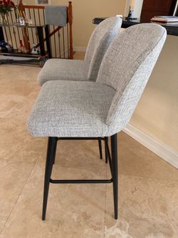 Counter Height Swivel Bar Stools Set of 2, Upholstered Barstools