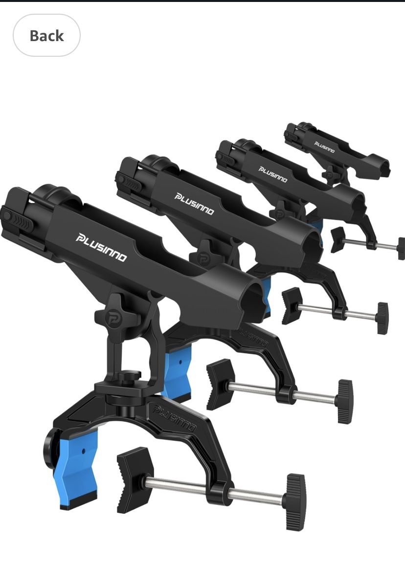 PLUSINNO 4 Pack Fishing Rod Holders for Boat, Fishing Rod Holder with Enlarge Clamp