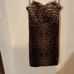 Fashion Nova Sexy Gold Chain Straps Velvet Animal Print Dress