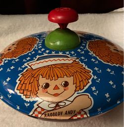 Vintage Collectible Tin Litho Raggedy Ann and Andy Spinning Top