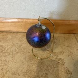 hand-blown iridescent blue and purple glass Christmas ornament by Glasstudio Borowski, made in Poland