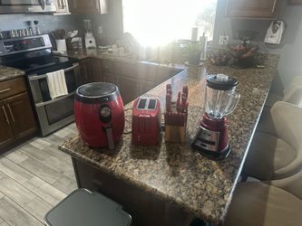 Kitchen bundle air fryer blender toaster knife set
